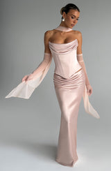 Bernadette Maxi Skirt - Soft Peach Skirt Babyboo Fashion Premium Exclusive Design