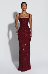 Calanthe Maxi Dress - Burgundy Sparkle Dress Babyboo Fashion Premium Exclusive Design