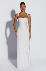 Calanthe Maxi Dress - Ivory Sparkle Dress Babyboo Fashion Premium Exclusive Design