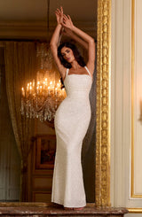 Calanthe Maxi Dress - Ivory Sparkle Dress Babyboo Fashion Premium Exclusive Design
