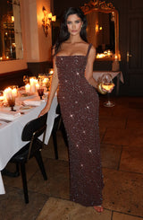 Calanthe Maxi Dress - Plum Brown Sparkle Dress Babyboo Fashion Premium Exclusive Design