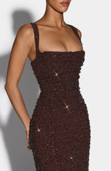 Calanthe Maxi Dress - Plum Brown Sparkle Dress Babyboo Fashion Premium Exclusive Design