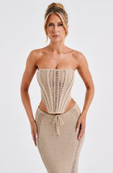 Carly Corset - Beige Tops Babyboo Fashion Premium Exclusive Design