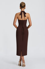 Cassia Midi Dress - Plum Brown Dress Babyboo Fashion Premium Exclusive Design