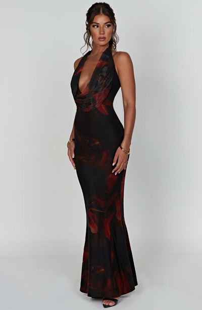 Shop Formal Dress - Chrishelle Maxi Dress - Fire Print secondary image