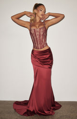 Claudette Maxi Skirt - Burgundy Skirt Babyboo Fashion Premium Exclusive Design
