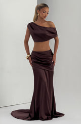 Claudette Maxi Skirt - Plum Brown Skirt Babyboo Fashion Premium Exclusive Design