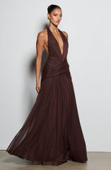 Cleo Maxi Dress - Plum Brown Dress Babyboo Fashion Premium Exclusive Design