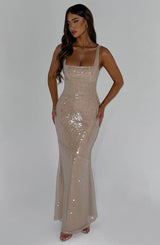 Corinne Maxi Dress - Nude Dress Babyboo Fashion Premium Exclusive Design