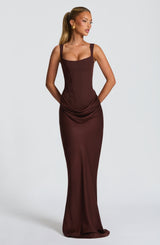 Cornelia Maxi Dress - Plum Brown Dress Babyboo Fashion Premium Exclusive Design
