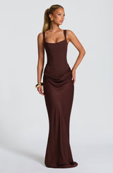 Cornelia Maxi Dress - Plum Brown Dress Babyboo Fashion Premium Exclusive Design