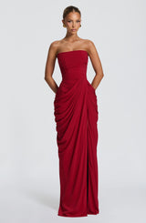 Cyra Maxi Dress - Deep Red Dress Babyboo Fashion Premium Exclusive Design