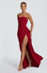 Cyra Maxi Dress - Deep Red Dress Babyboo Fashion Premium Exclusive Design
