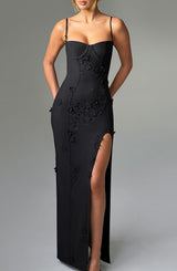 Dalary Maxi Dress - Black Lined Dress Babyboo Fashion Premium Exclusive Design