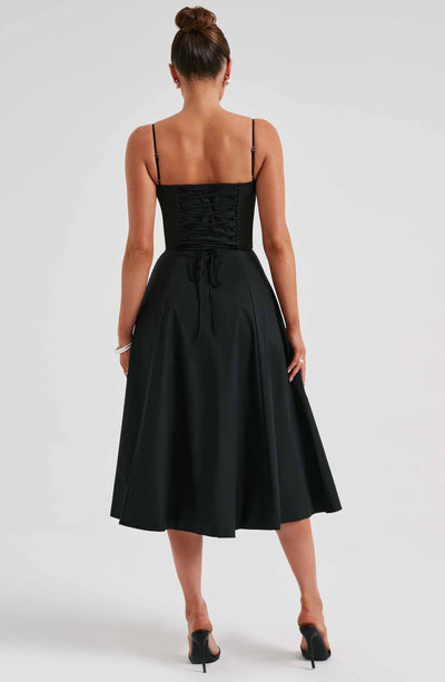 Shop Formal Dress - Deanna Midi Dress - Black sixth image