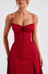 Deanna Midi Dress - Red Dress Babyboo Fashion Premium Exclusive Design