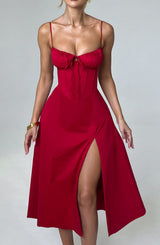 Deanna Midi Dress - Red Dress Babyboo Fashion Premium Exclusive Design