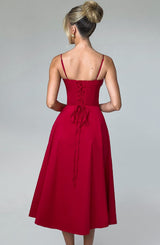 Deanna Midi Dress - Red Dress Babyboo Fashion Premium Exclusive Design