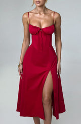 Deanna Midi Dress - Red Dress Babyboo Fashion Premium Exclusive Design