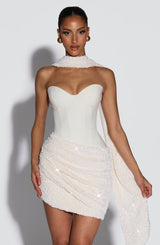 Denise Mini Dress - Ivory Dress Babyboo Fashion Premium Exclusive Design