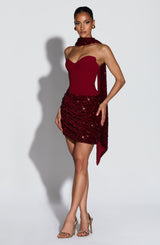 Denise Mini Dress - Wine Dress Babyboo Fashion Premium Exclusive Design