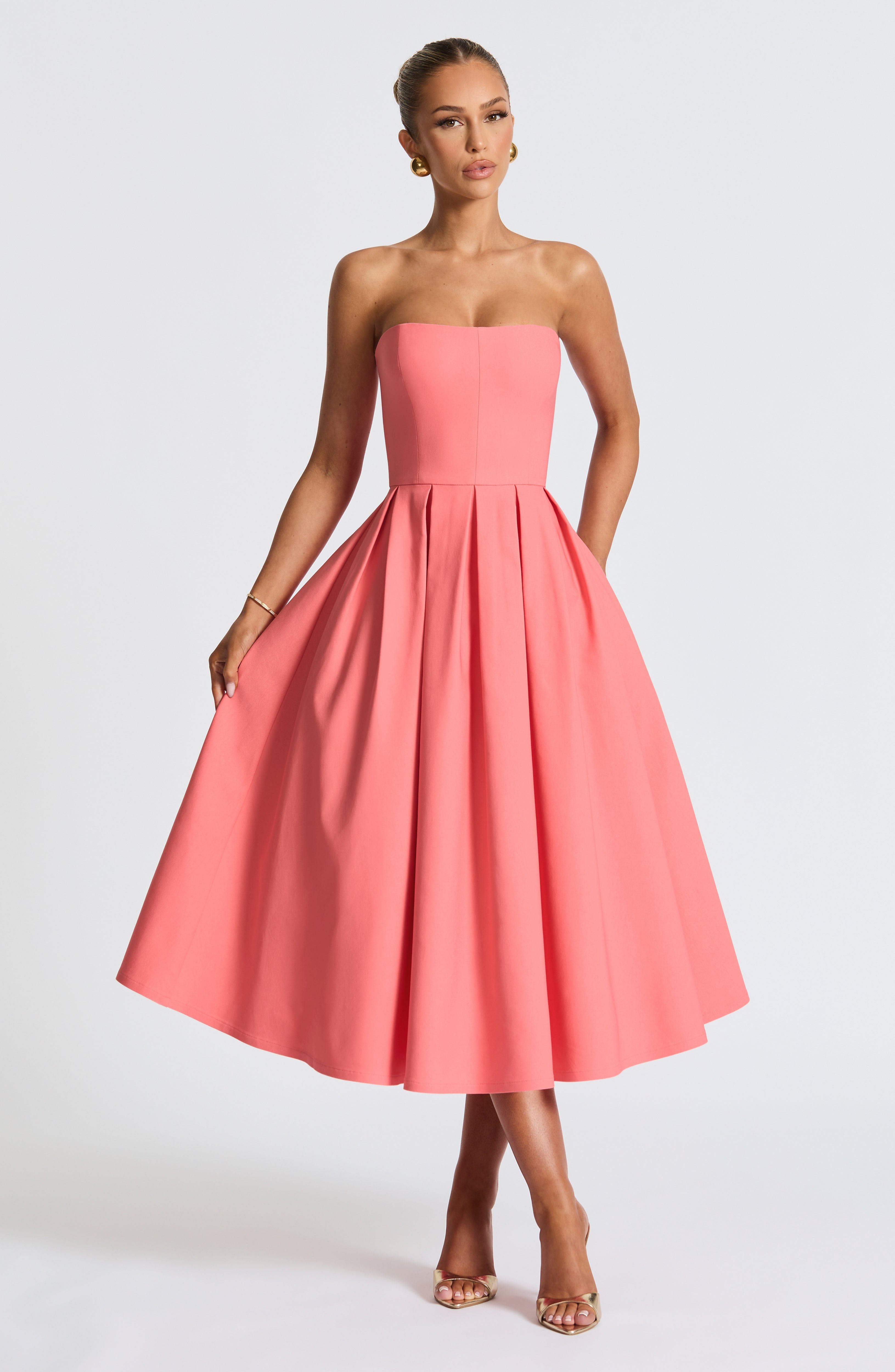 Edith Midi Dress - Coral Pink Edith Midi Dress - Coral Pink