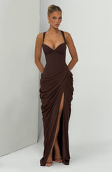 Elara Maxi Dress - Plum Brown Dress Babyboo Fashion Premium Exclusive Design