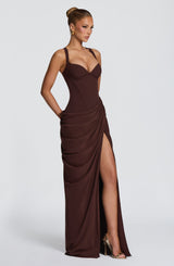 Elara Maxi Dress - Plum Brown Dress Babyboo Fashion Premium Exclusive Design