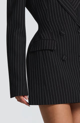 Elvira Mini Dress - Black Pinstripe Dress Babyboo Fashion Premium Exclusive Design