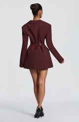 Elvira Mini Dress - Burgundy Pinstripe Dress Babyboo Fashion Premium Exclusive Design