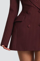 Elvira Mini Dress - Burgundy Pinstripe Dress Babyboo Fashion Premium Exclusive Design