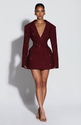 Elvira Mini Dress - Burgundy Sparkle Dress Babyboo Fashion Premium Exclusive Design