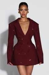 Elvira Mini Dress - Burgundy Sparkle Dress Babyboo Fashion Premium Exclusive Design