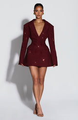 Elvira Mini Dress - Burgundy Sparkle Dress Babyboo Fashion Premium Exclusive Design