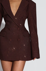 Elvira Mini Dress - Plum Brown Sparkle Dress Babyboo Fashion Premium Exclusive Design