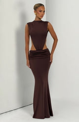 Fenella Maxi Dress - Plum Brown Dress Babyboo Fashion Premium Exclusive Design