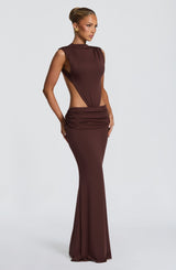 Fenella Maxi Dress - Plum Brown Dress Babyboo Fashion Premium Exclusive Design