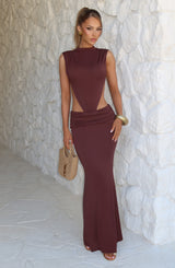 Fenella Maxi Dress - Plum Brown Dress Babyboo Fashion Premium Exclusive Design