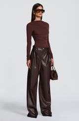 Glenda Pants - Plum Brown Pants Babyboo Fashion Premium Exclusive Design