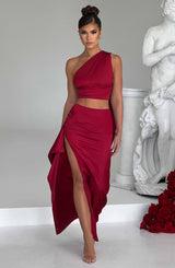 Halsey Maxi Skirt - Wine Skirt Babyboo Fashion Premium Exclusive Design