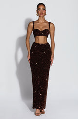 Inaya Maxi Skirt - Plum Brown Skirt Babyboo Fashion Premium Exclusive Design