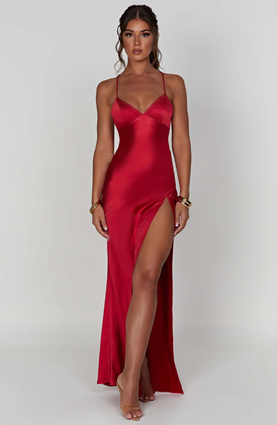 Shop Formal Dress - Isobel Maxi Dress - Red fifth image