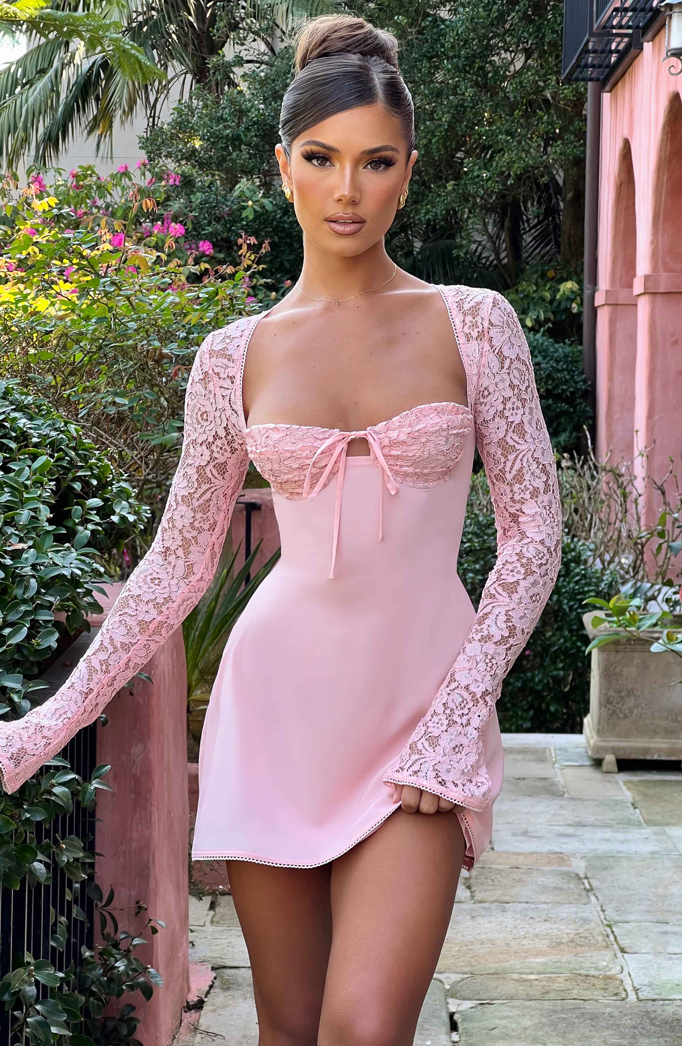 strapless open back dress Pink Floral Mini Dress – V-Neck Boho Summer Dress with Batwing Sleeves –  Boho Beach Hut