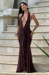 Janessa Maxi Dress - Plum Brown Dress Babyboo Fashion Premium Exclusive Design