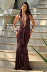 Janessa Maxi Dress - Plum Brown Dress Babyboo Fashion Premium Exclusive Design