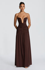 Junia Maxi Dress - Plum Brown Dress Babyboo Fashion Premium Exclusive Design