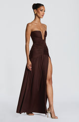 Junia Maxi Dress - Plum Brown Dress Babyboo Fashion Premium Exclusive Design