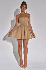 Katrina Mini Dress - Gold Sparkle Dress Babyboo Fashion Premium Exclusive Design