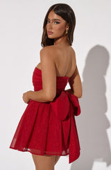 Katrina Mini Dress - Red Sparkle Dress Babyboo Fashion Premium Exclusive Design