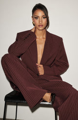 Kirsty Pants - Burgundy Pinstripe Pants Babyboo Fashion Premium Exclusive Design